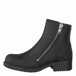 Mid Zip Boot Warm Lining Black/shiny Silver(Mid Zip Boot Warm Lining Black Shiny Silver)