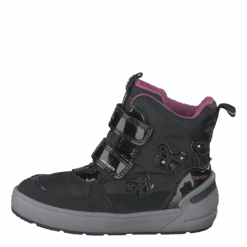 Geox J Sleigh Girl B Abx Black/fuchsia(J Sleigh Girl B Abx Black Fuchsia)