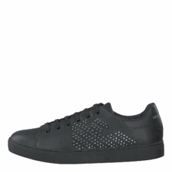 Emporio Armani Lace Up Sneaker B168 Black+silver(Lace Up Sneaker B168 Black Silver)
