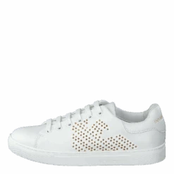 Emporio Armani Lace Up Sneaker R579 White+gold(Lace Up Sneaker R579 White Gold)