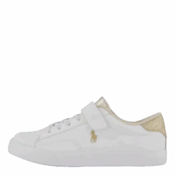 Theron V Ps White Smooth Pu/gold Metallick(Ralph Lauren Junior Theron V Ps White Smooth Pu Gold Metallick)
