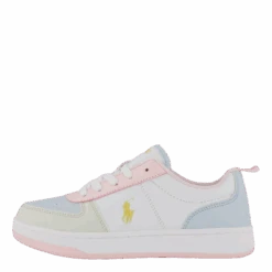 Polo Court Ii C-white Tumbled/lt Pink/lt Blu(Ralph Lauren Junior Polo Court Ii C White Tumbled Lt Pink Lt Blu)
