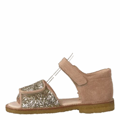 ANGULUS Sandal With Velcro Closure Nude/champagne Glitter(Sandal With Velcro Closure Nude Champagne Glitter)